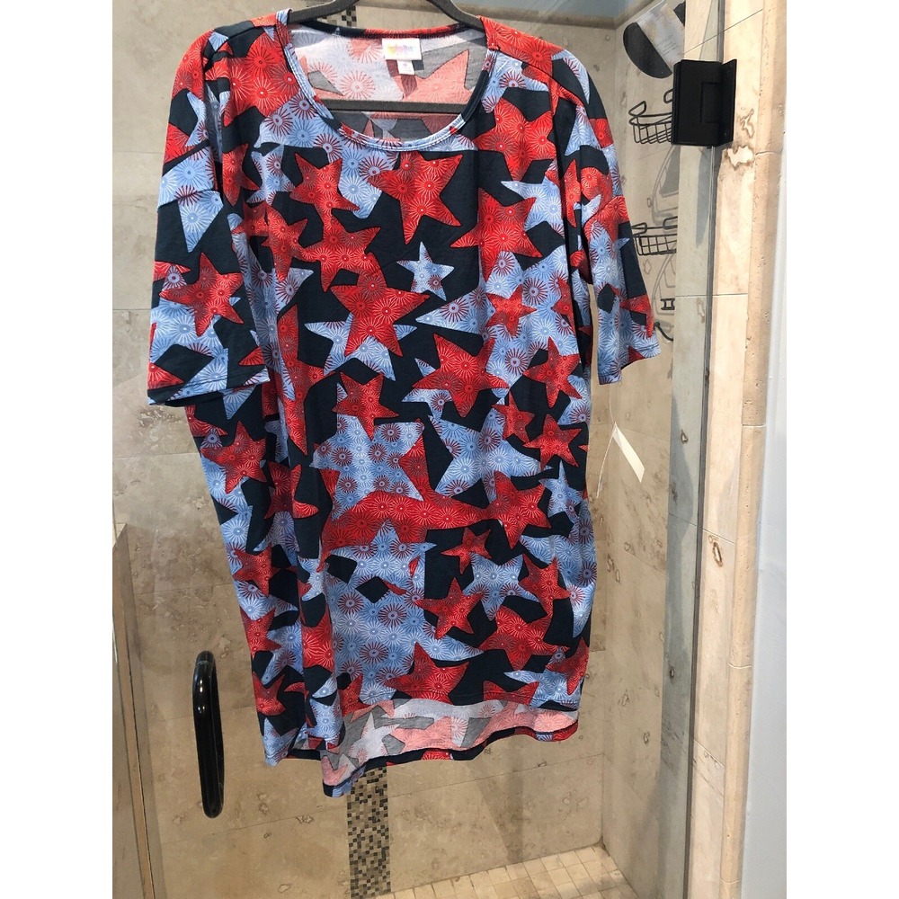 LuLaRoe Irma Tunic Americana Capsule Navy 4th July Fireworks Stars UNICORN M